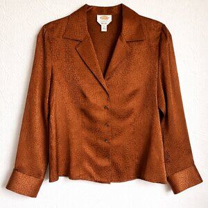 Vintage Talbots Copper 100% Silk Blouse